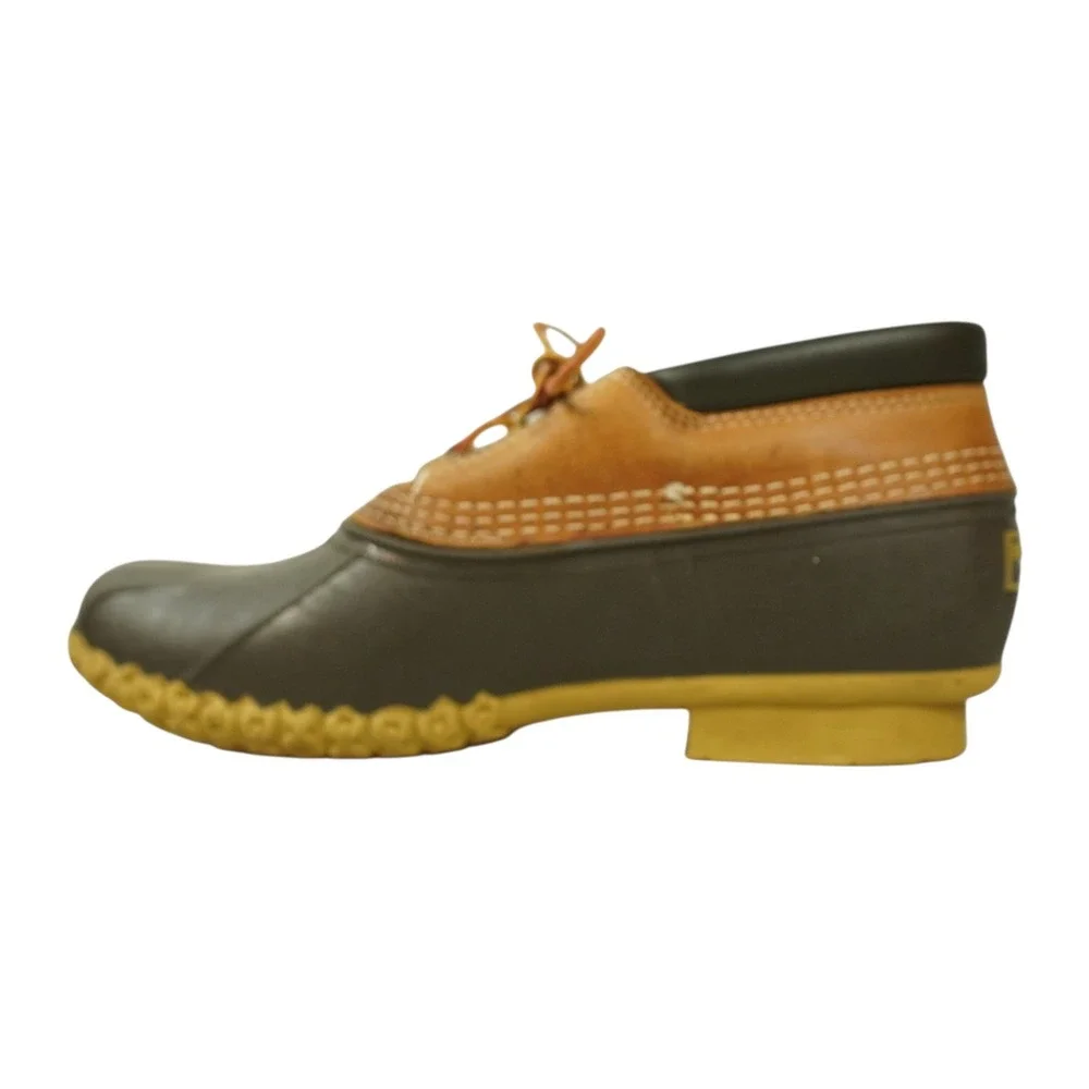 VTG LL Bean Duck Moc Boots Mens 12 M Black Tan Unlined Maine Hunting USA Shoes
